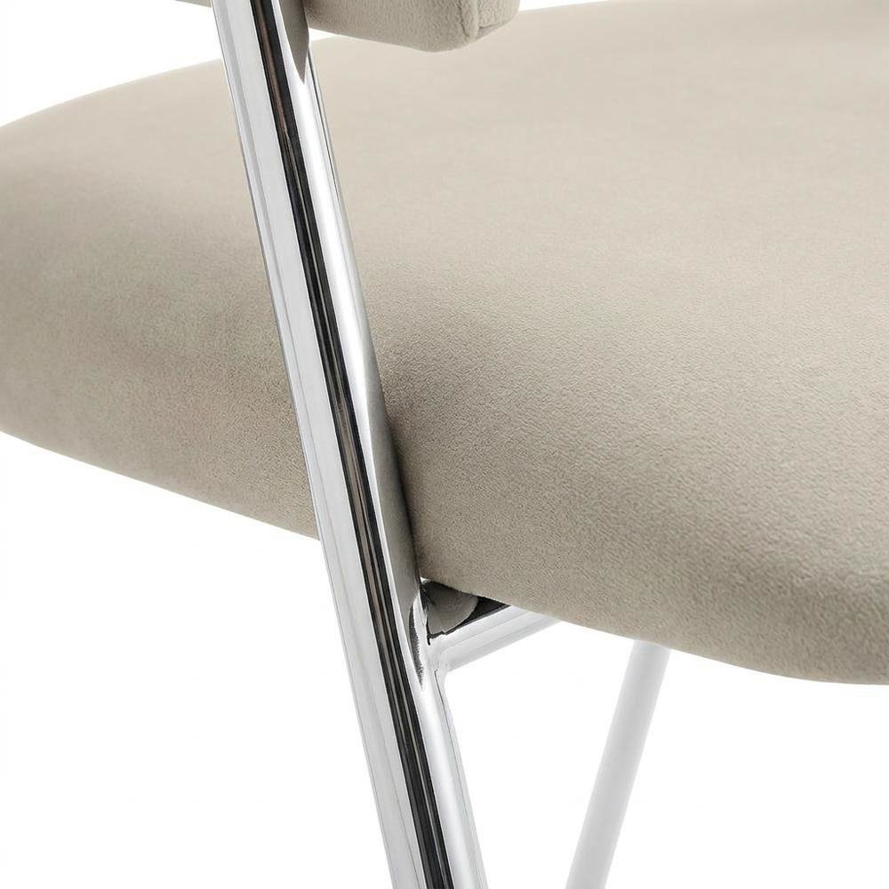 Upholstered Performance Velvet Barrel Dining Chair, Almond Silver, Set of 2