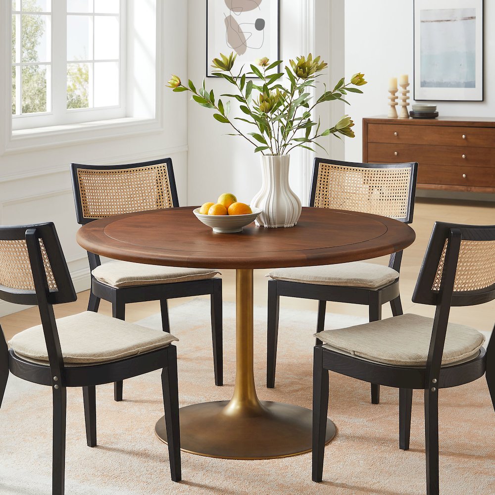 Lippa 48" Round Pedestal Solid Wood Dining Table
