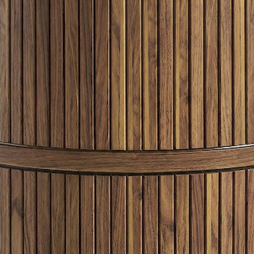 Wood Curved Fluted Sideboard Buffet Cabinet with Adjustable Shelves, Walnut