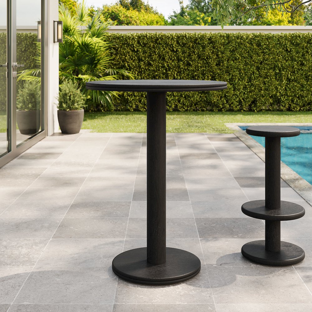 Neo 31 Inch Round Indoor - Outdoor Patio Patio Wood Bar Table