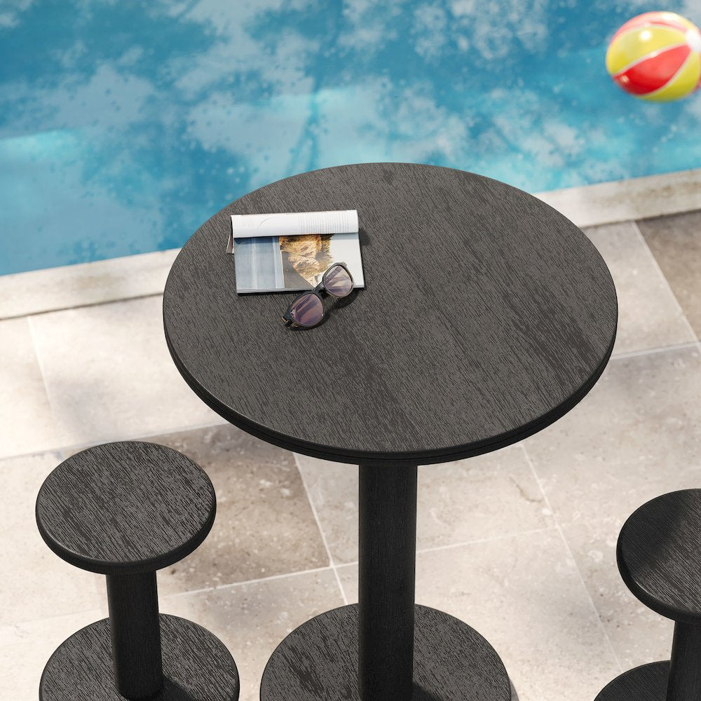 Neo 3-Piece Round Indoor - Outdoor Patio Patio Wood Bar Table And Stool Set