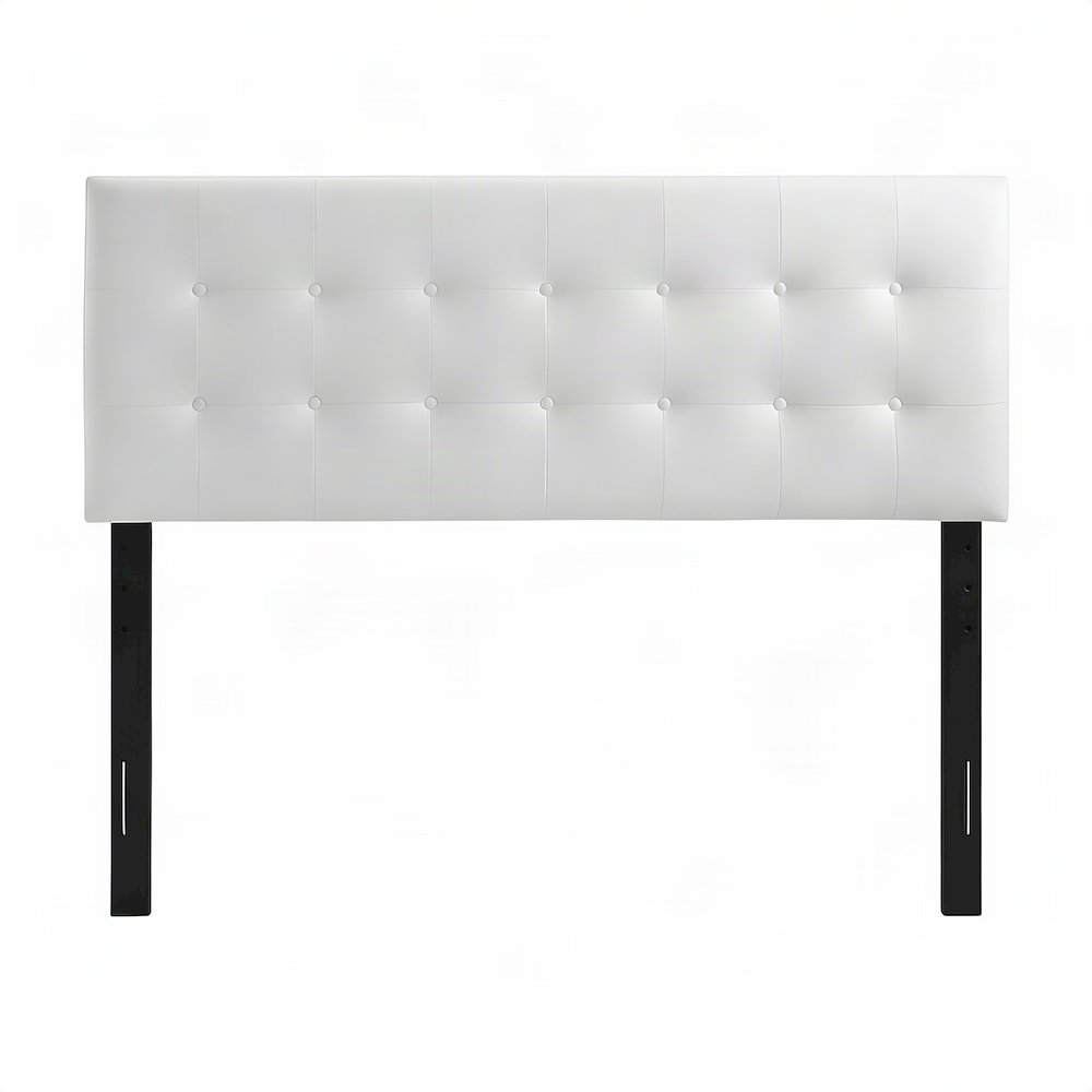 Vinyl Upholstered Tufted Queen Headboard, Faux Leather, Bed Only, White