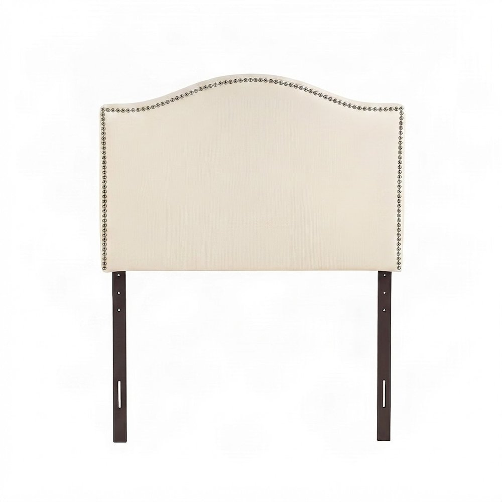 Padded Nailhead Upholstered Twin and Twin XL College Dorm Headboard Only, Ivory