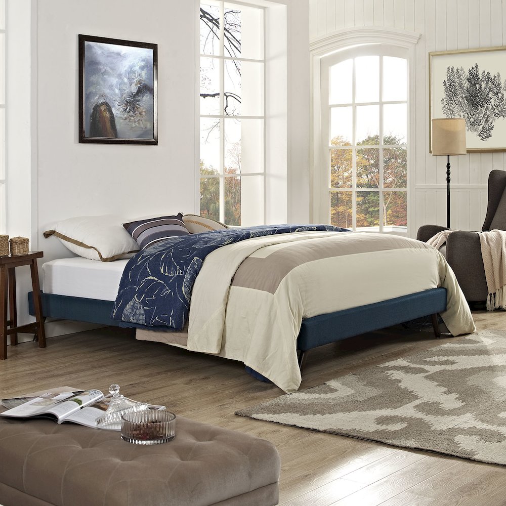 Helen Fabric Full Bed Frame with Round Splayed Legs