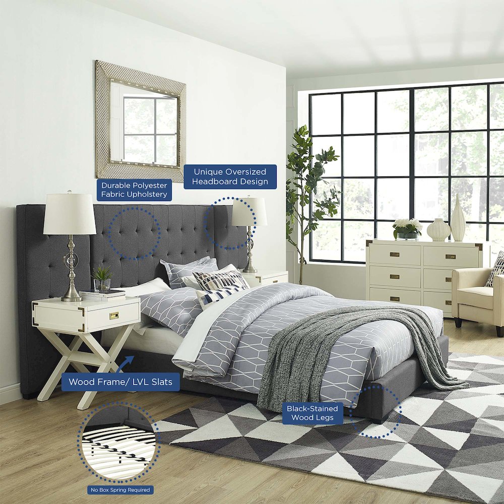 Sierra Upholstered Fabric Queen Platform Bed