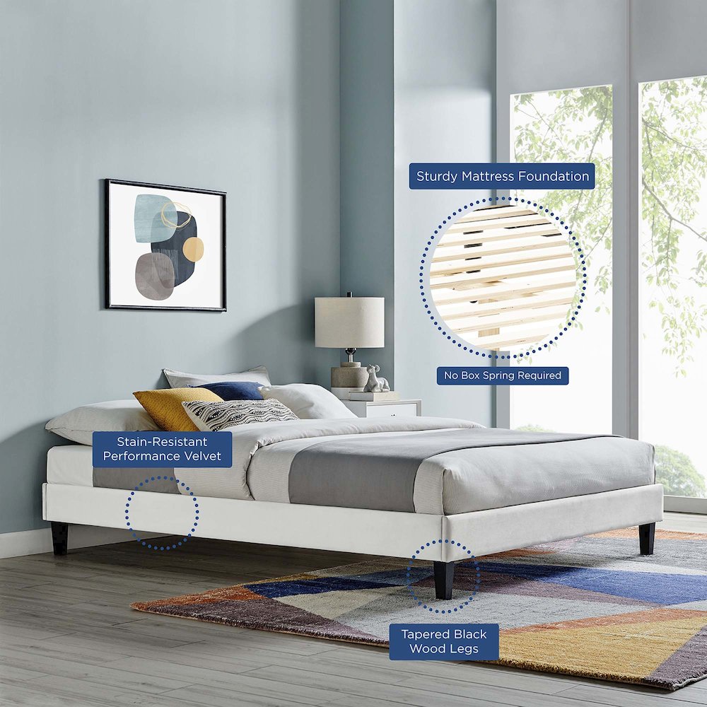 Reign Performance Velvet Full Platform Bed Frame