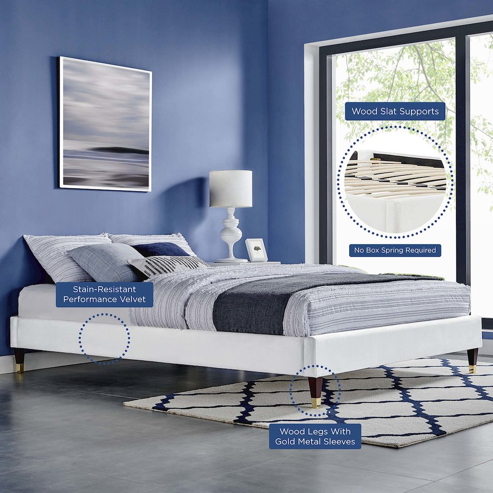 Harlow Performance Velvet Queen Platform Bed Frame