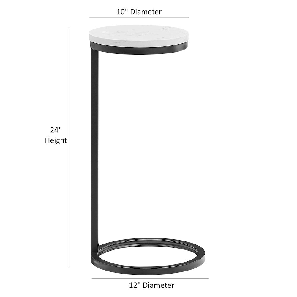 Chalmay Round Metal Accent Table with Marble Top