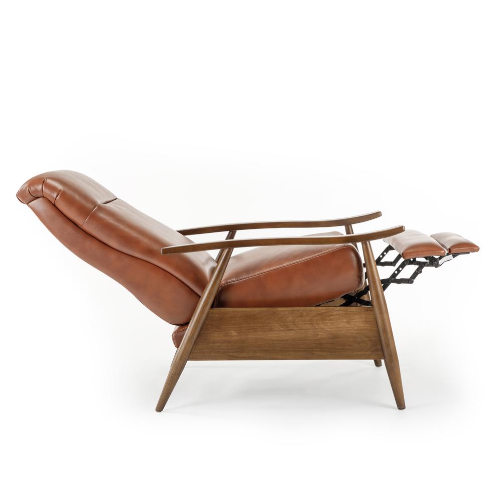 Solaris Wood Arm Push Back Recliner - Caramel