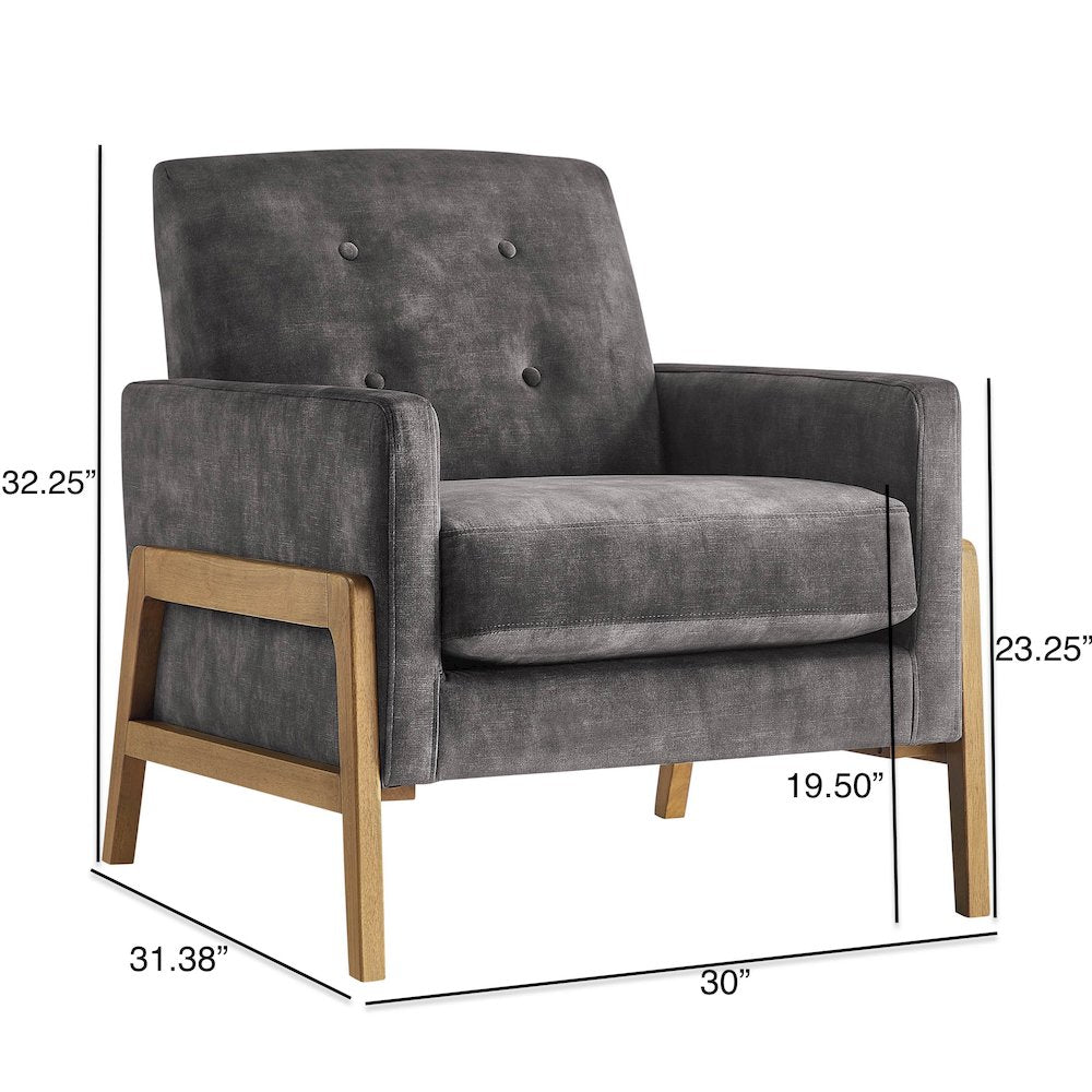 Macon Wood Arm Tufted Back Accent Chair - Coal