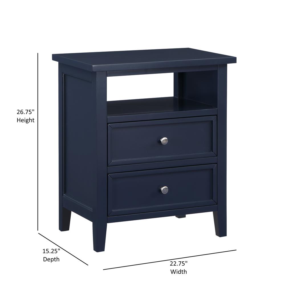 Walker Midnight Blue 2 Drawer Nightstand