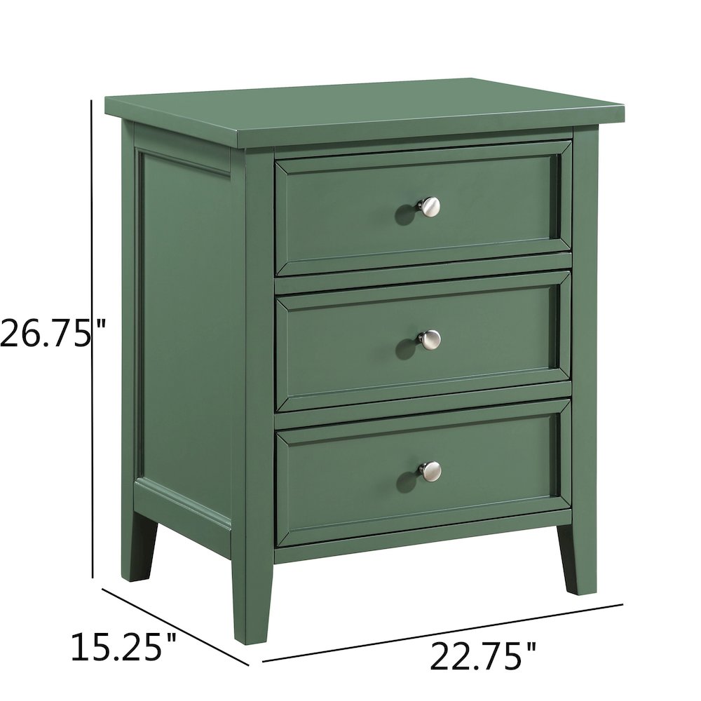 Lennon 3-drawer Nightstand - Vintage Green