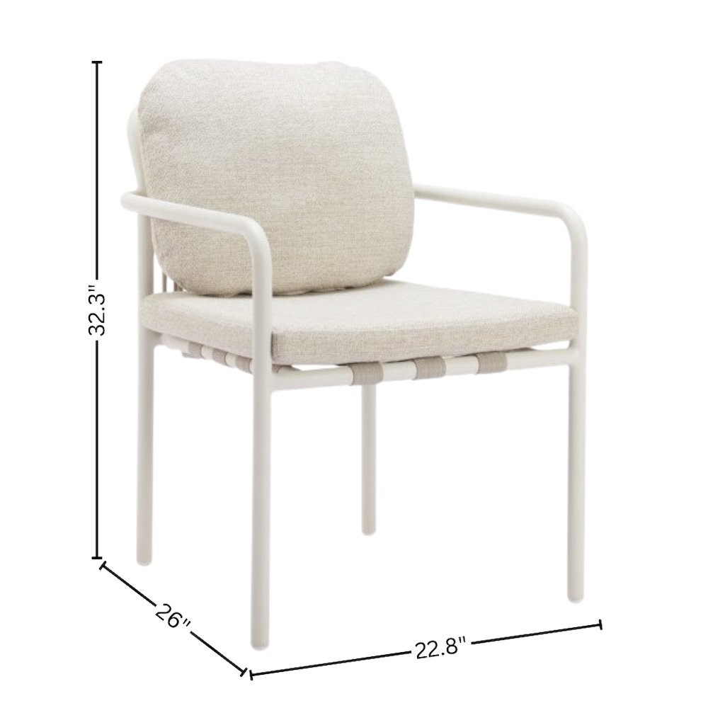 Beige Outdoor Dining Chair, Modern Aluminum Chair for Patio Seating