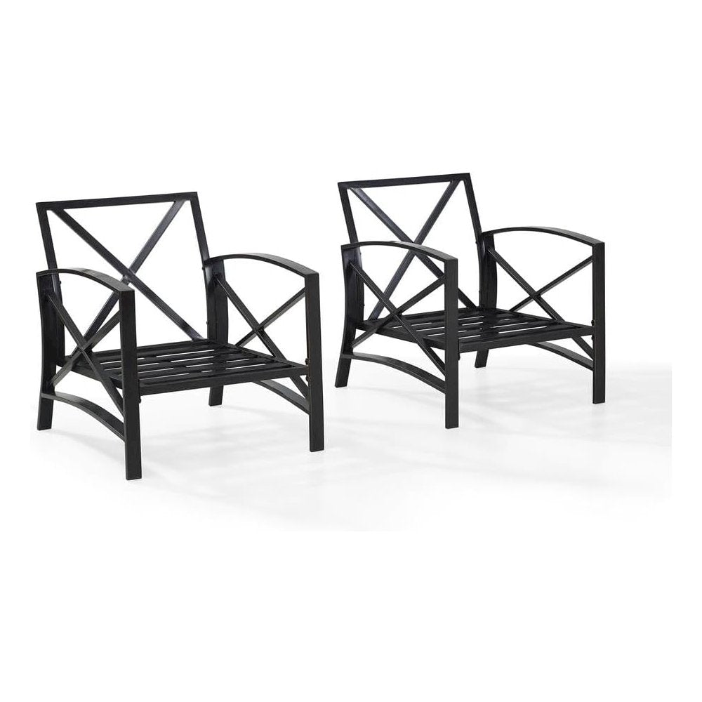 Oatmeal Outdoor Chair Set with Bronze Finish – 2 Weather-Resistant Seats