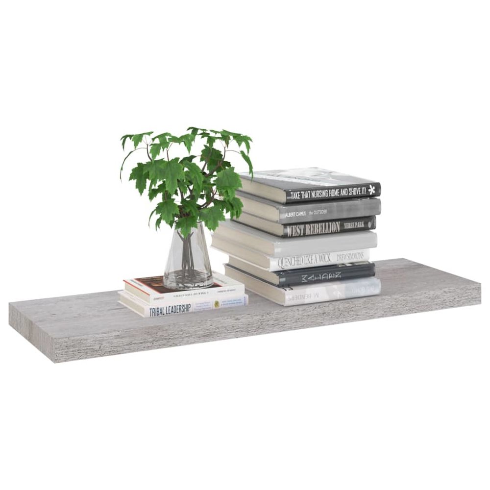 Wall Shelf Set of 2 Concrete grey Honeycomb MDF, metal Large