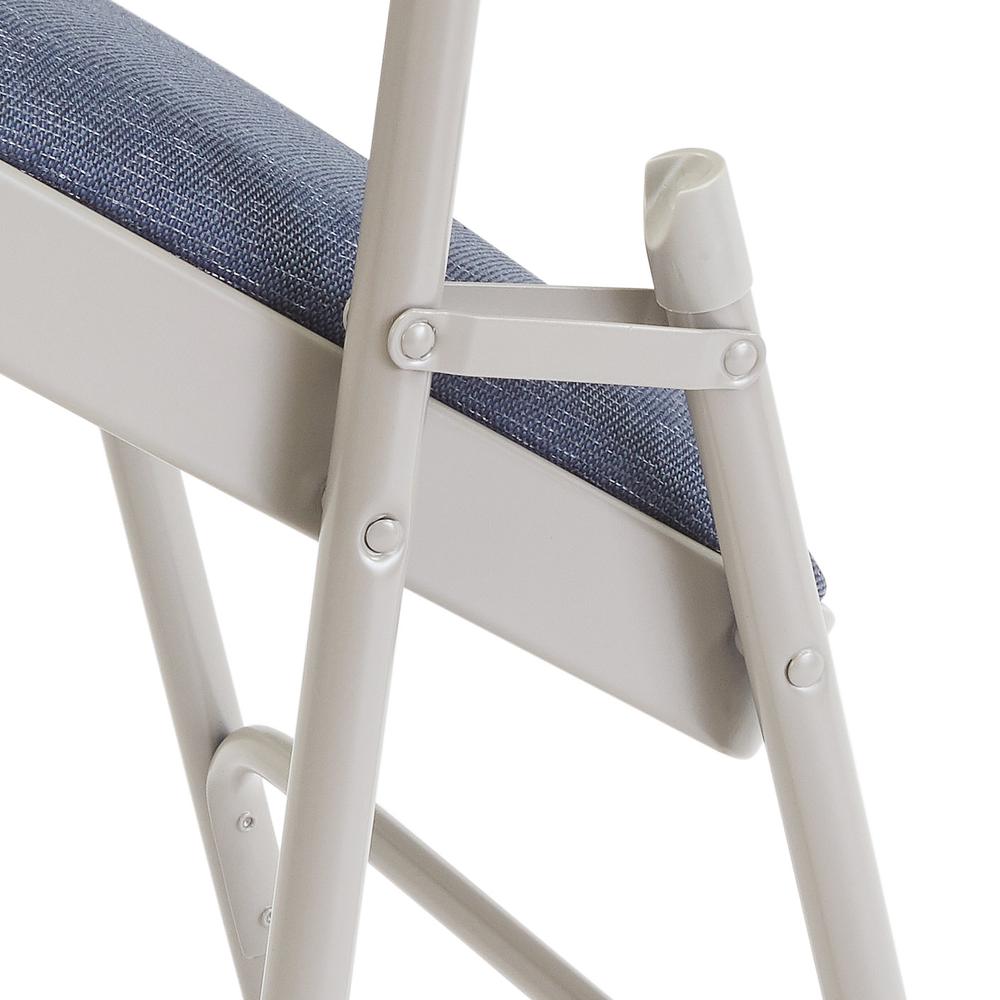 NPS® 2200 Series Deluxe Fabric Upholstered Double Hinge Premium Folding Chair, Imperial Blue Fabric/Grey Frame (Pack of 4)