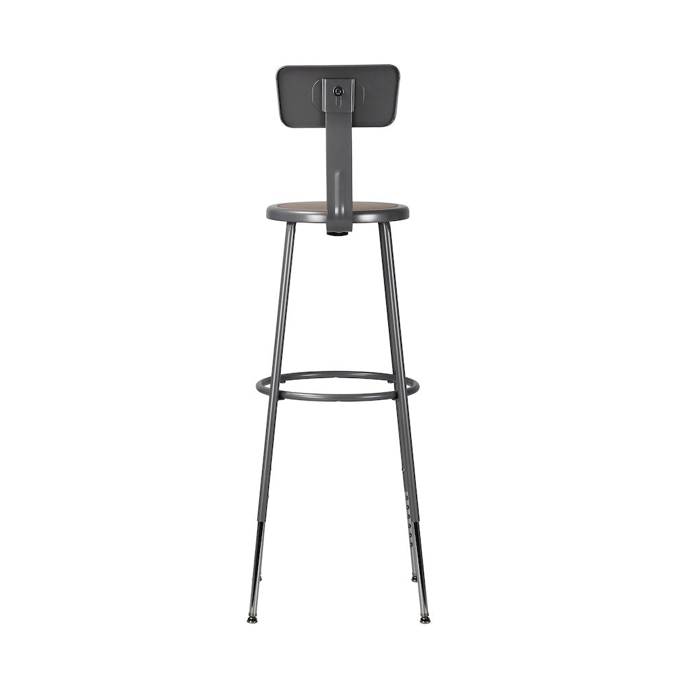 30.5 -38.5" Height Adjustable Heavy Duty Steel Stool With Backrest, Grey