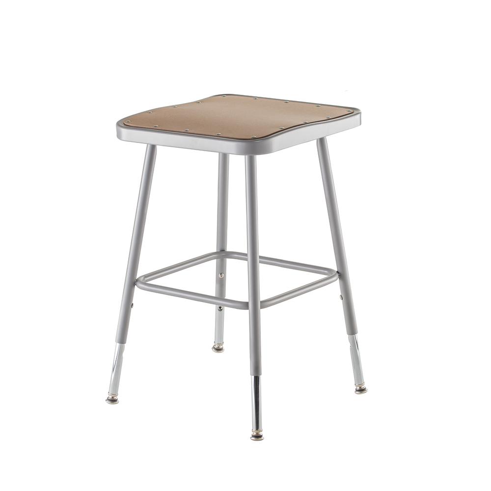 (2 Pack) NPS® 19"-27" Height Adjustable Heavy Duty Square Seat Steel Stool, Grey