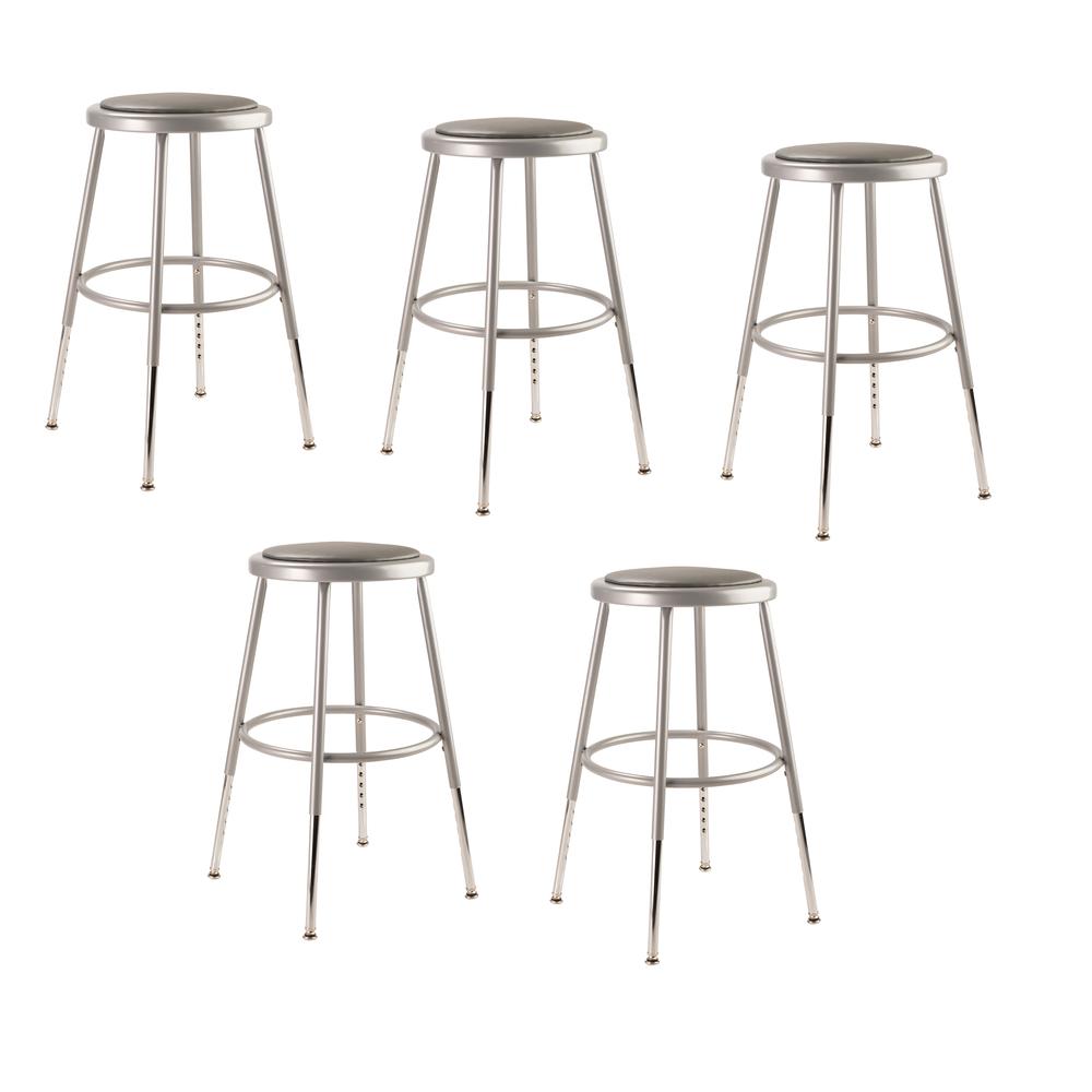 NPS® 19"-27" Height Adjustable Heavy Duty Vinyl Padded Steel Stool, Grey