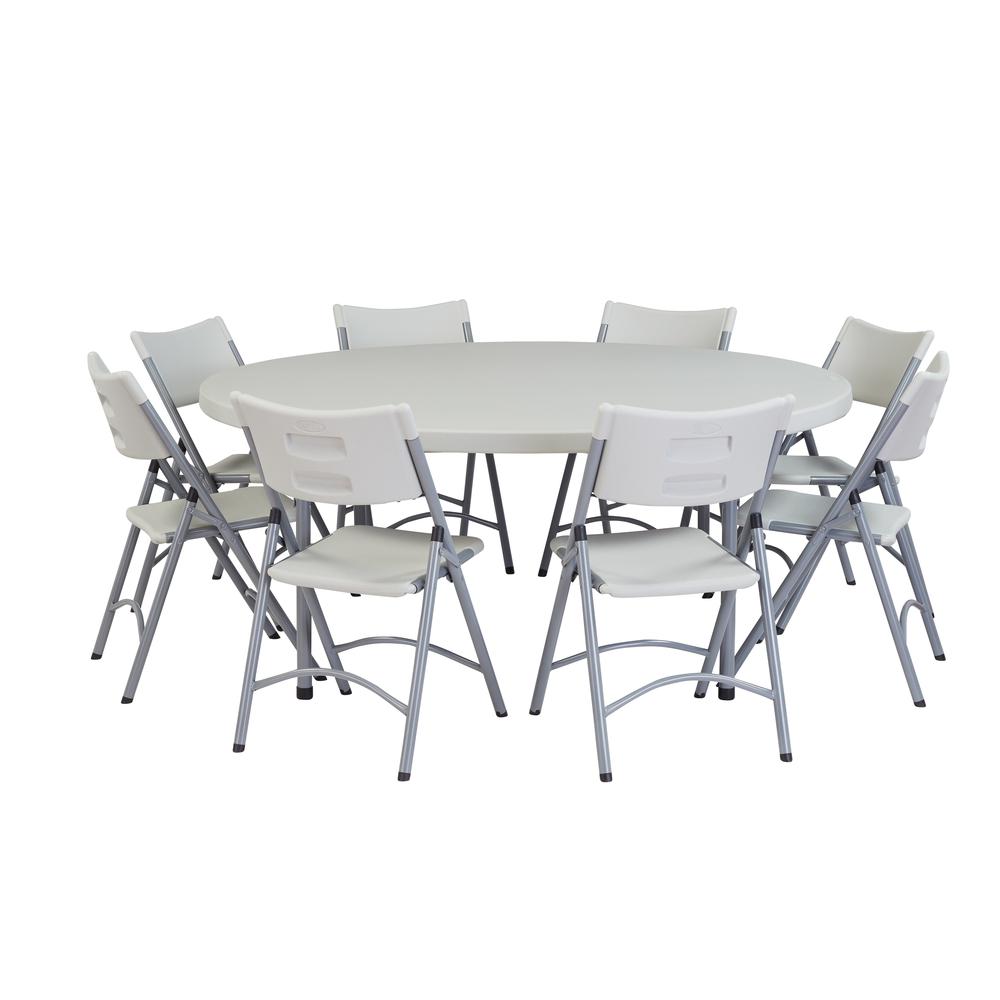NPS® 71" Heavy Duty Round Folding Table, Speckled Grey