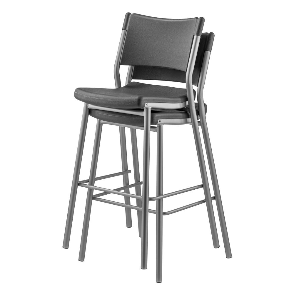 NPS® Café Time Stool, Charcoal Slate Top & Silver Frame