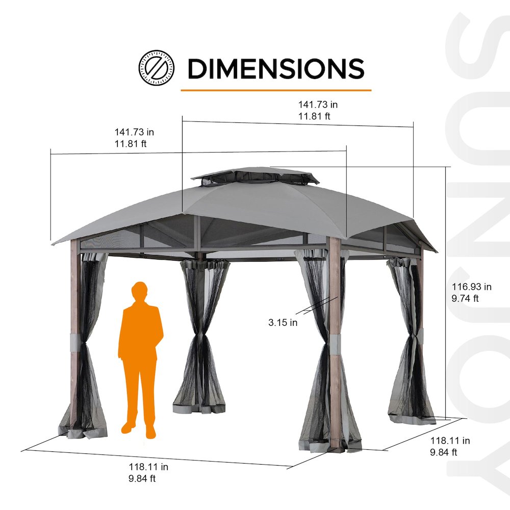 Sunjoy 12ft. X 12ft. Soft Top Gazebo with Netting