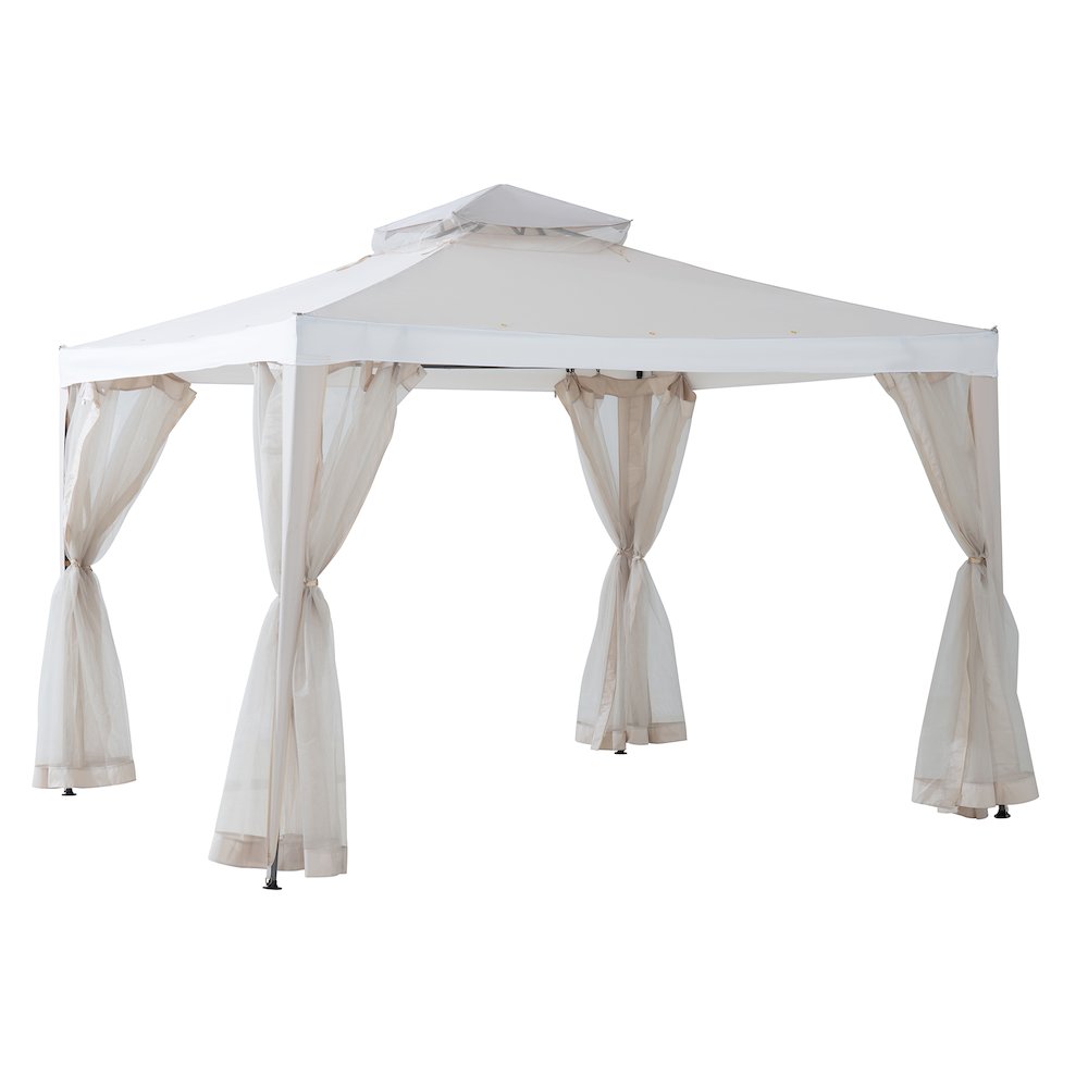 10 ft. x 10 ft. Outdoor Modern 2-Tier Steel Frame Soft Top Gazebo