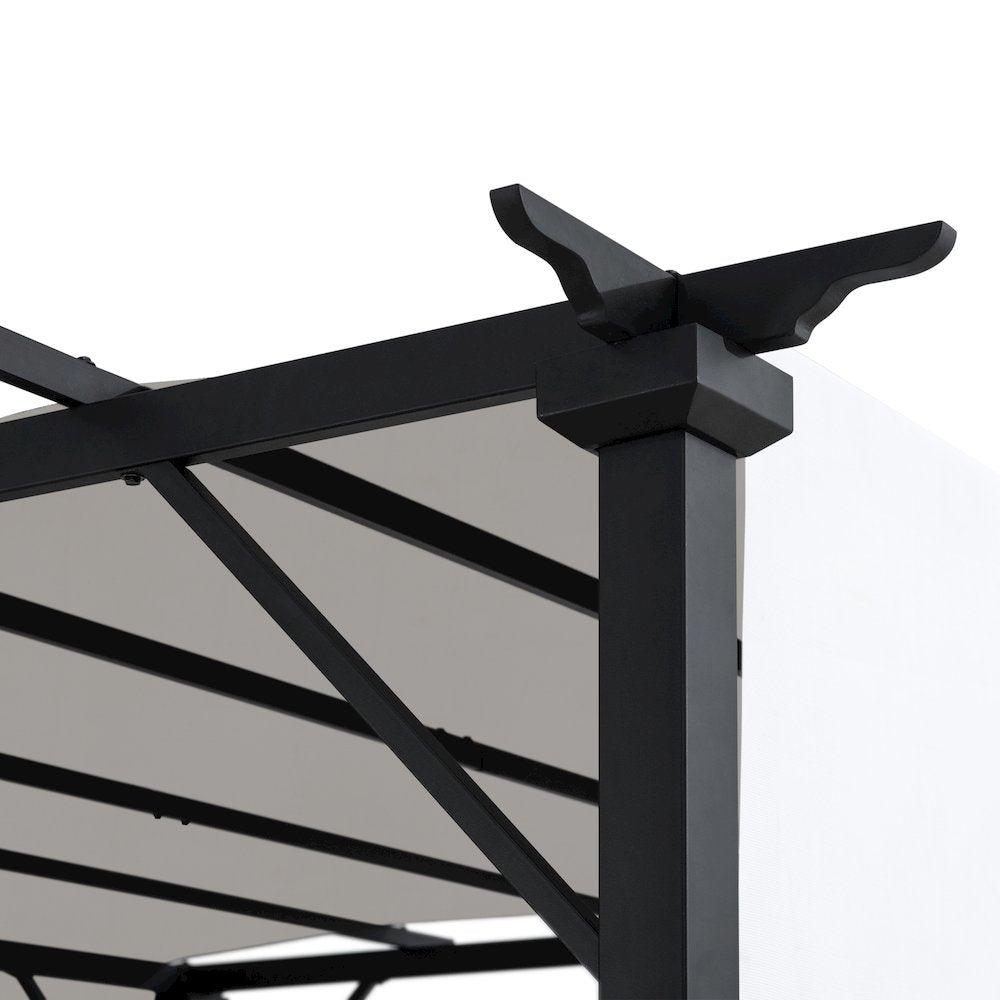 9 ft. x 9 ft. Black Steel Classic Pergola with Adjustable White Sling Shade