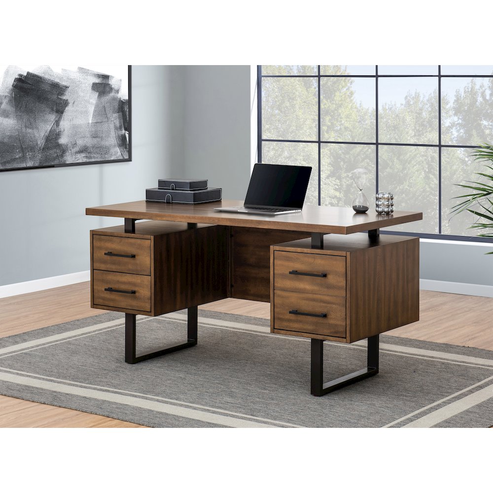 60 in. Milano Floating Pedestal Desk, Modern Home Office Large Desk