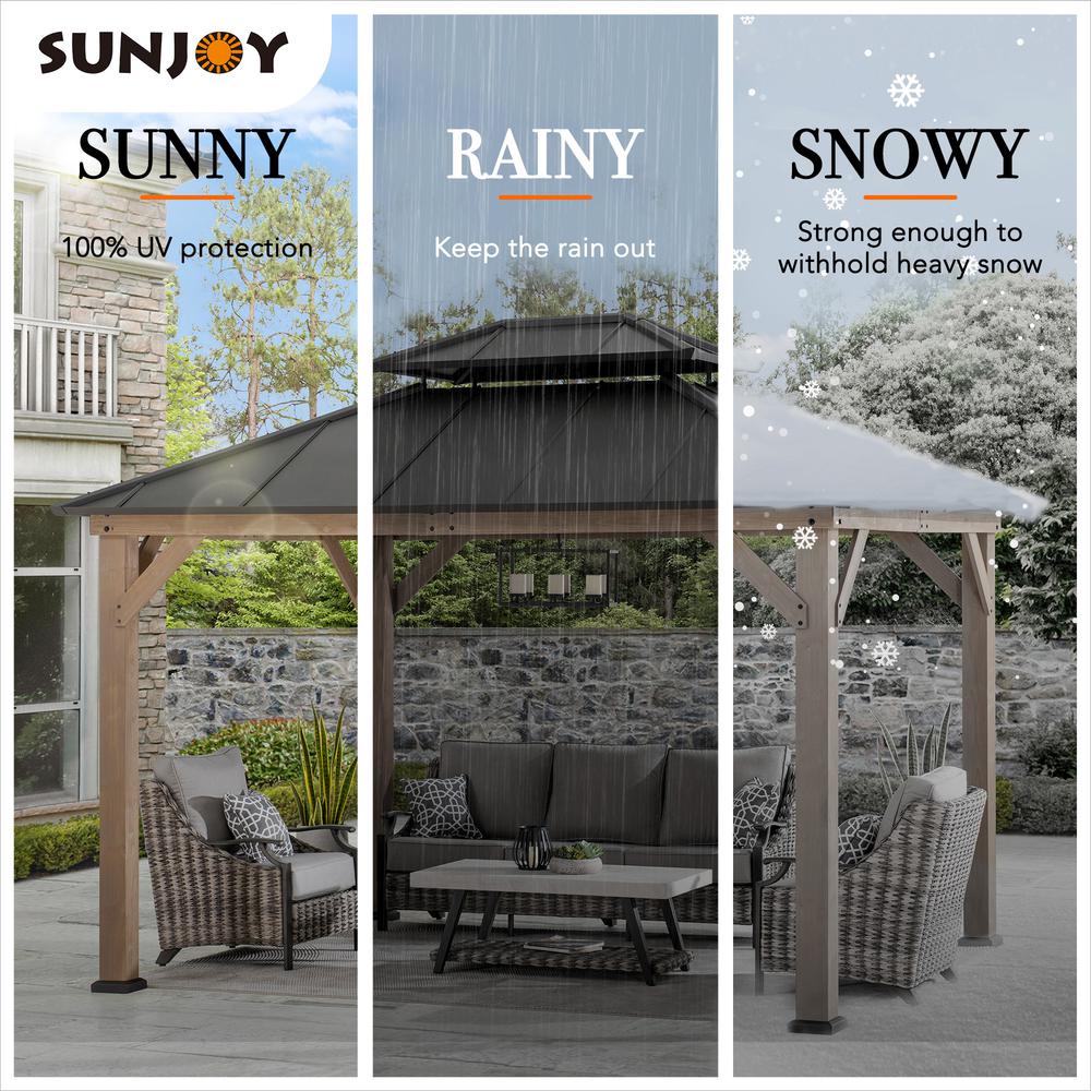 Sunjoy 10 ft. x 12 ft. Cedar Framed Gazebo with Steel Hardtop