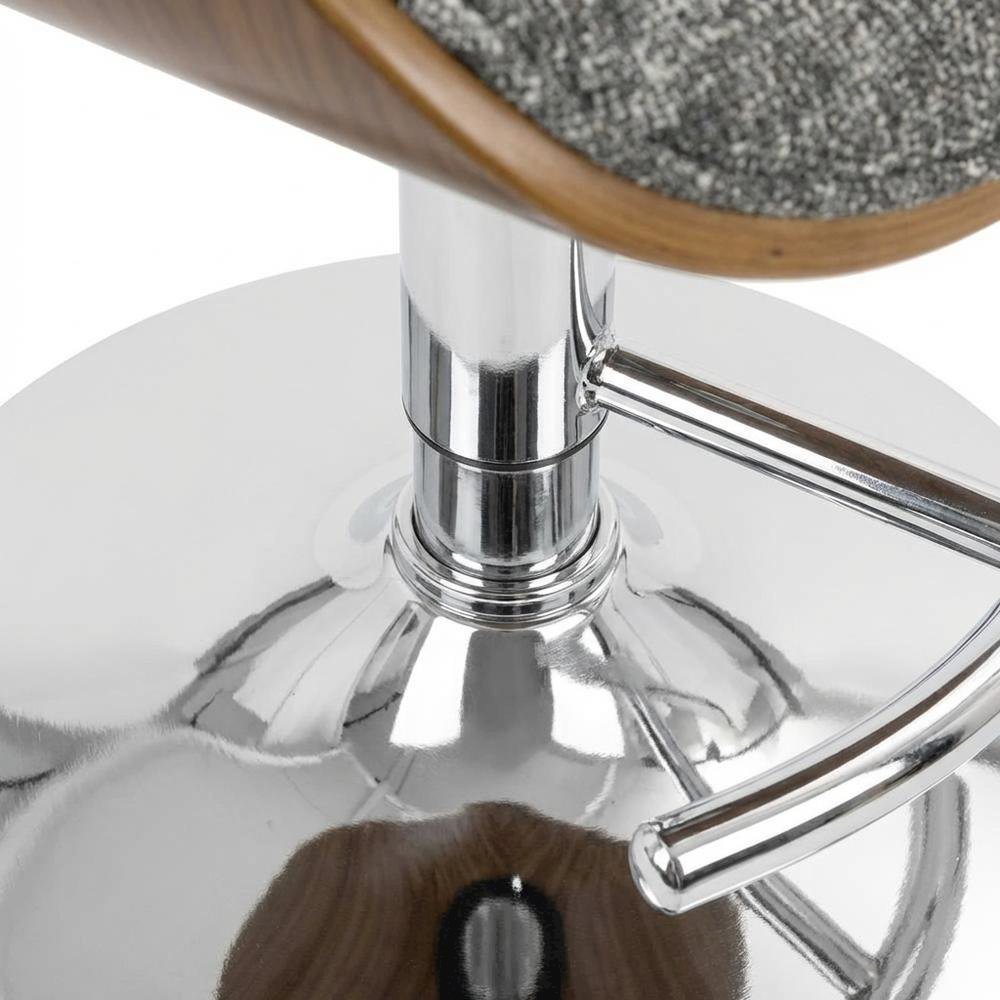 Walnut and Grey Adjustable Barstool with Swivel and Modern Design