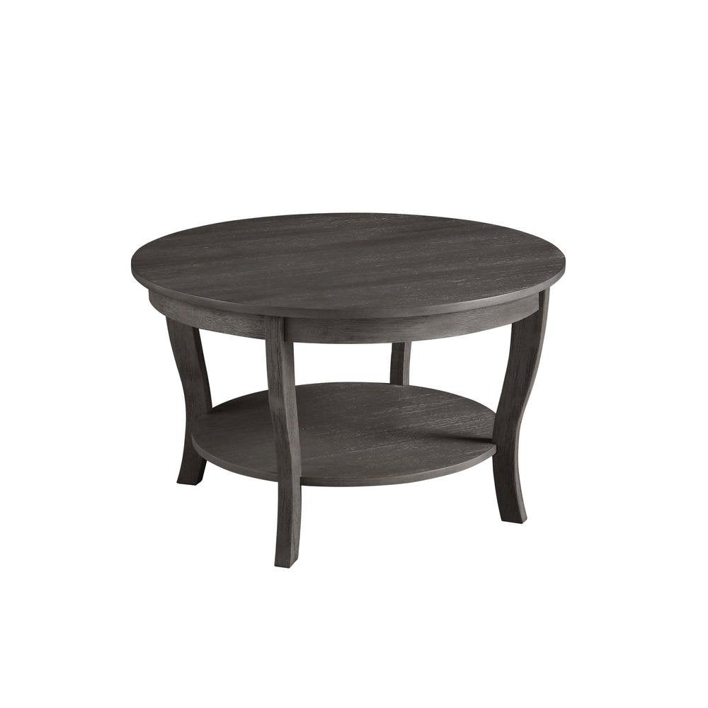 Gray Round Coffee Table with Shelf and Modern Design for Living Room