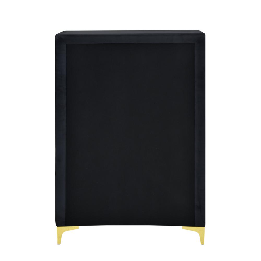 Upholstered 5-Drawer Chest Dresser with Gold Legs and Gold Trim