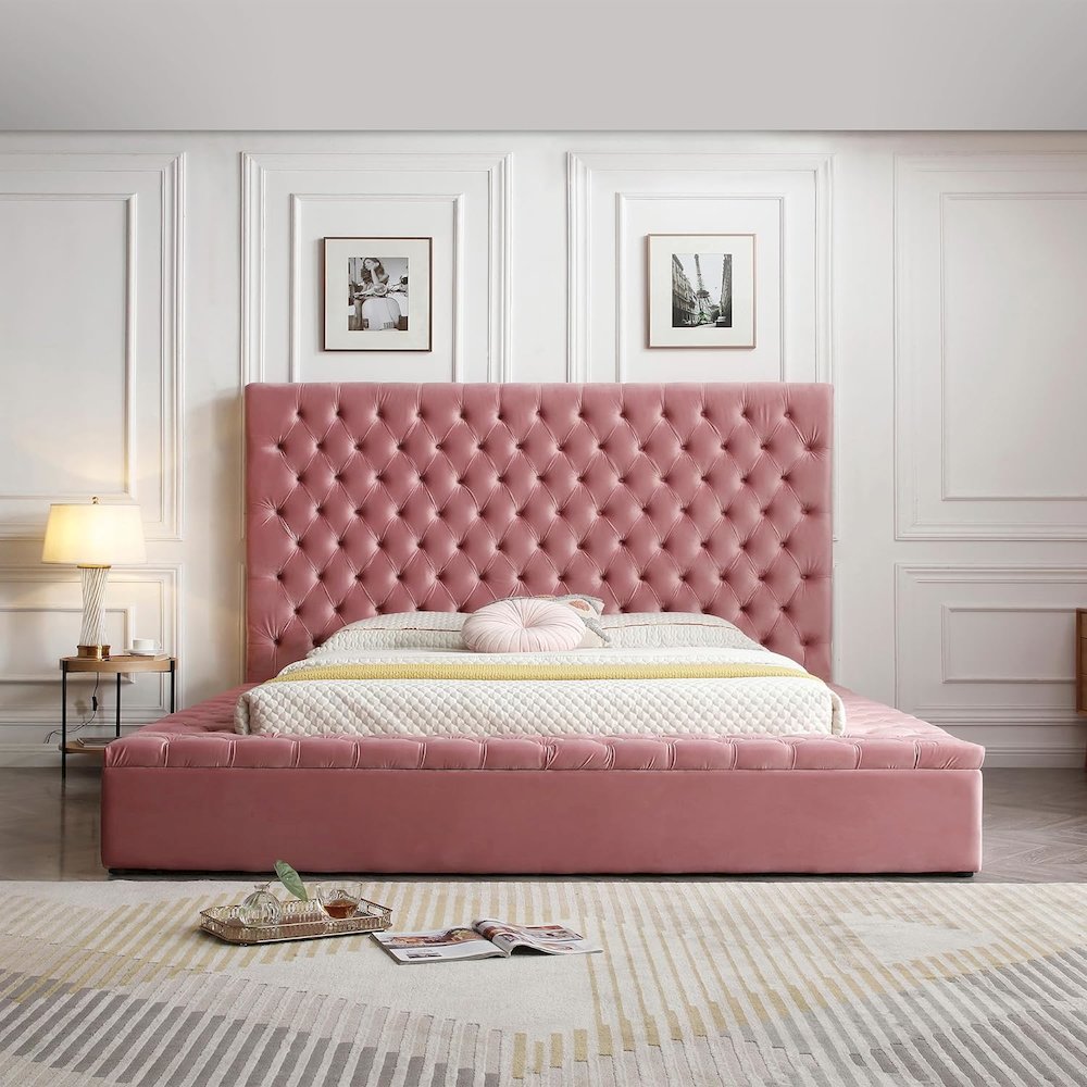 Cosmopolitan Velvet Tufted Upholstered Storage Platform with Headboard