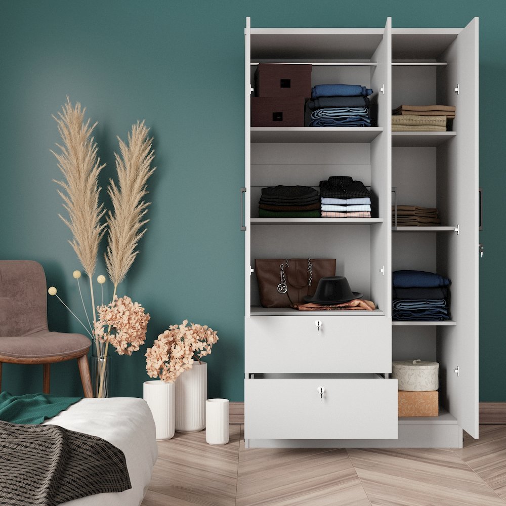 Symphony Wardrobe Closet with Two Drawers