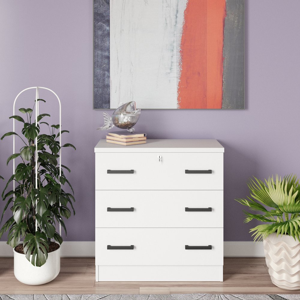 3 Drawers Chest in White Color