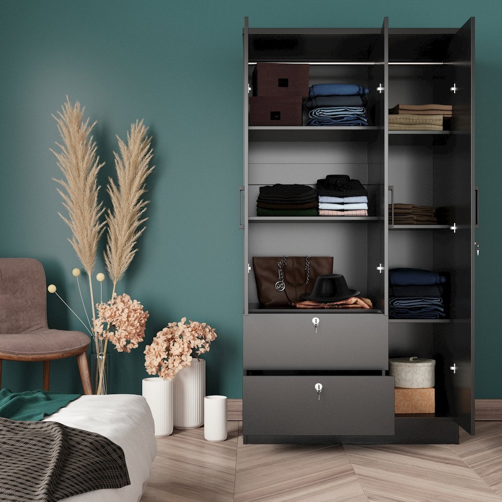 Symphony Wardrobe Closet with Two Drawers
