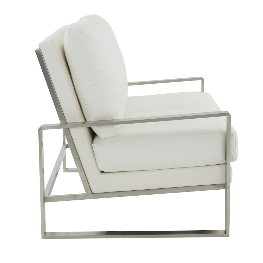 Jefferson Contemporary Modern Faux Leather Loveseat With Silver Frame