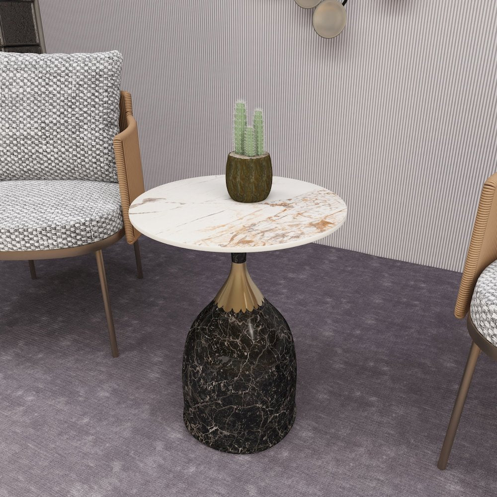Oslo Collection Modern End Table In Marbled Brown