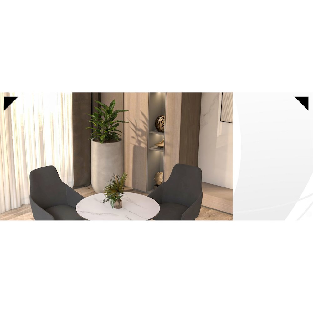 Leisyremod Bristol 24" Round Dining Table Black base with White top