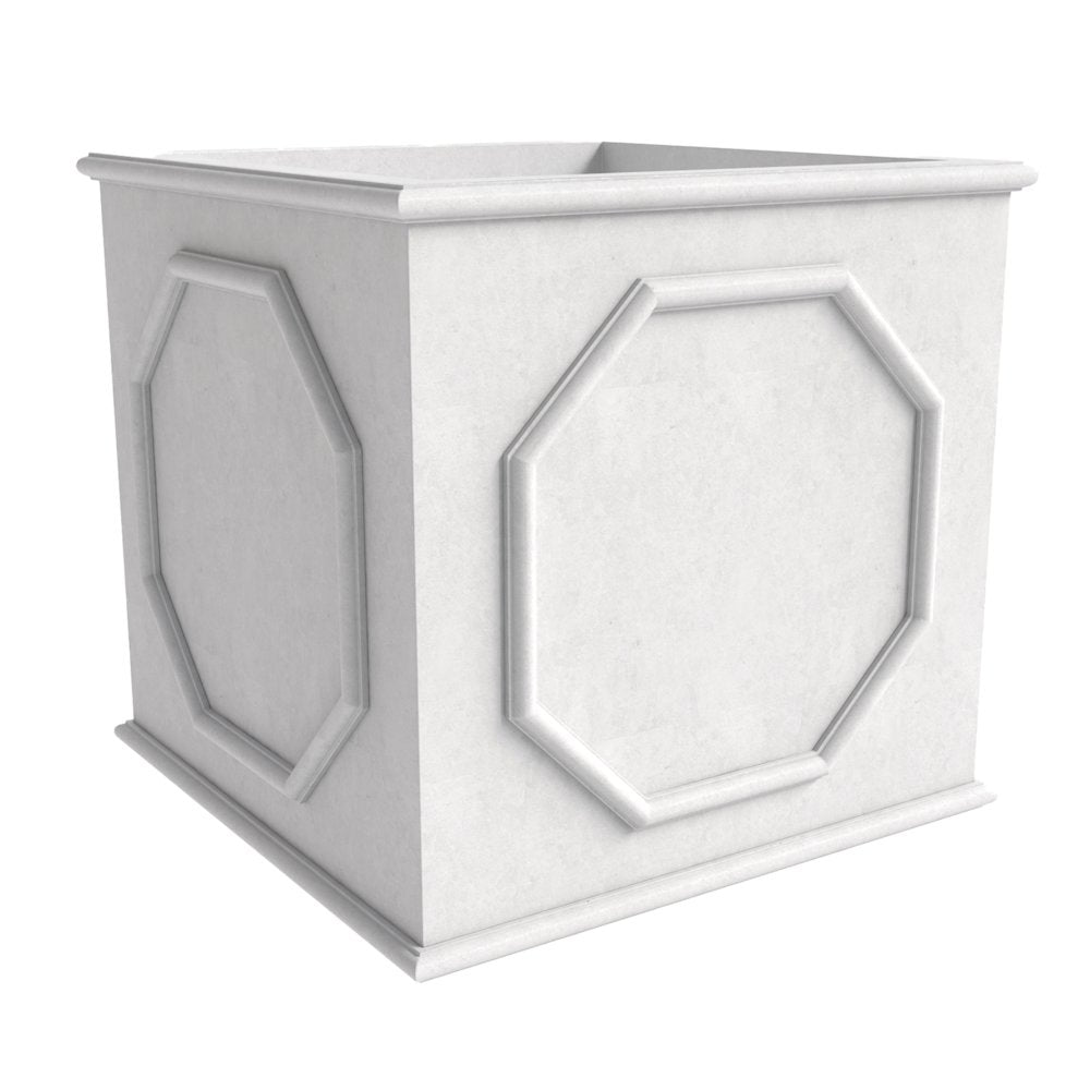 Sprout Series Cubic Fiber Stone Planter in White 15 Cube