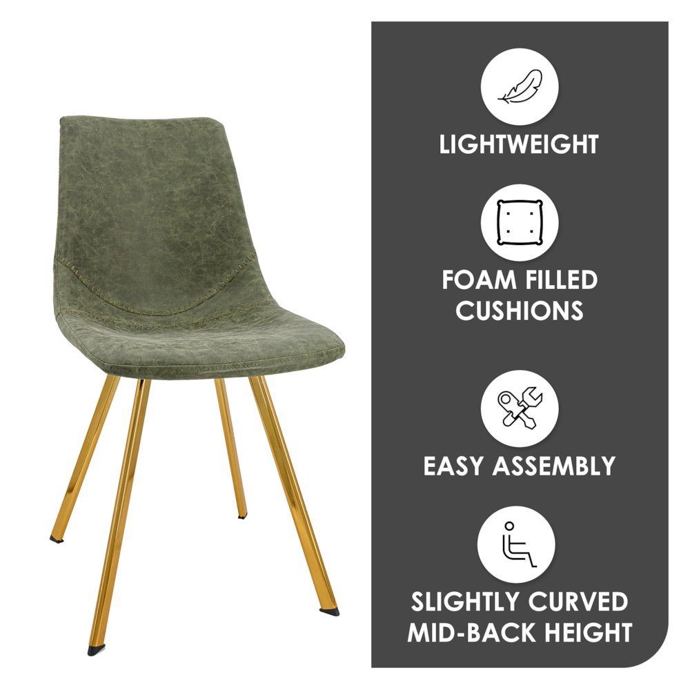 Markley Modern Leather Dining Chair With Gold Legs
