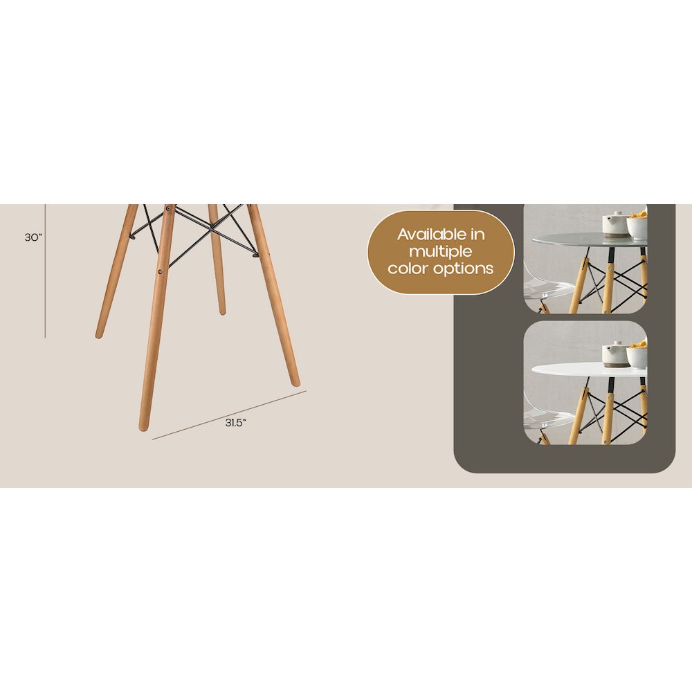 Dover Round Bistro Wood Top Dining Table W/ Natural Wood Eiffel Base