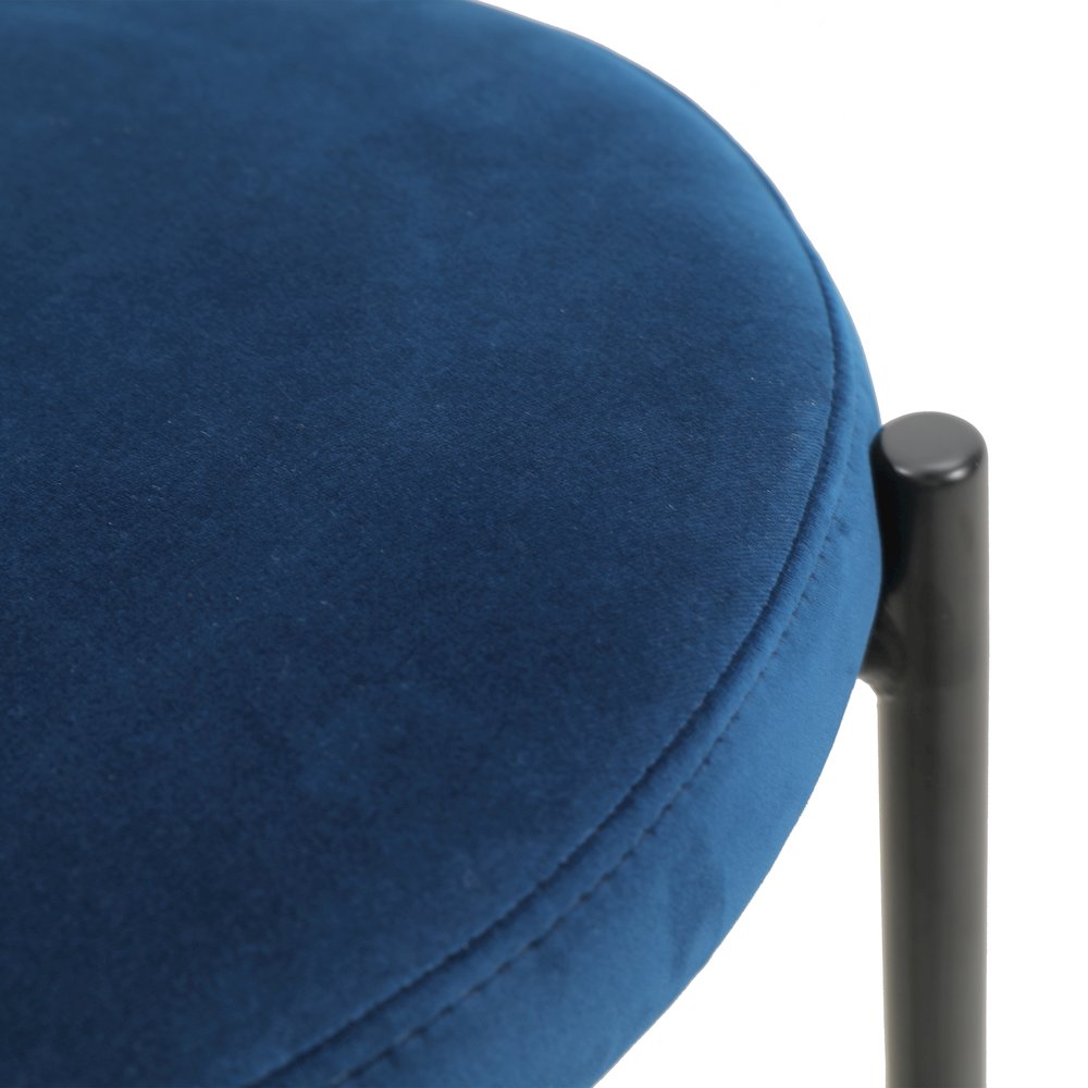 Euston Modern Wicker Bar Stool With Black Steel Frame in Navy Blue