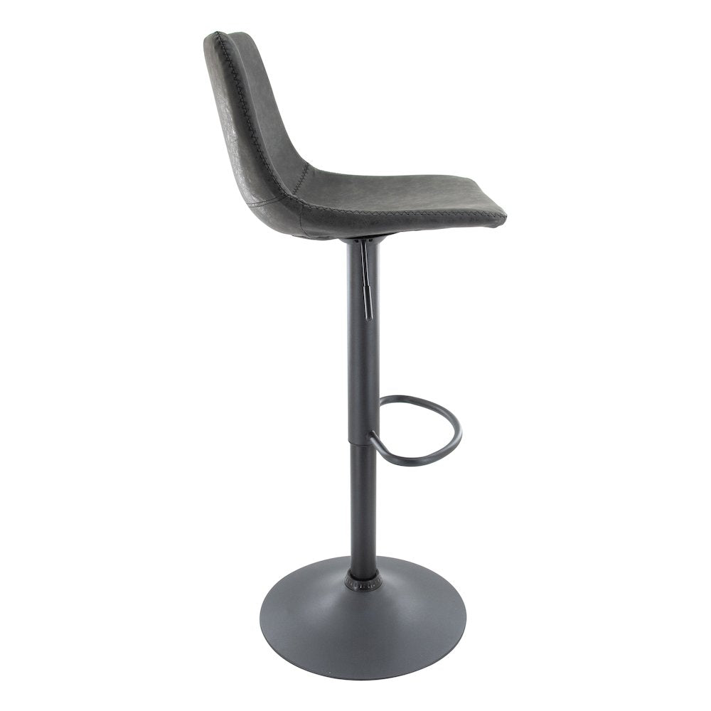 Tilbury Modern Adjustable Bar Stool in Charcoal Black