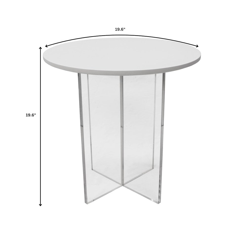 Valore Collection 20" Acrylic Side Table With White Top
