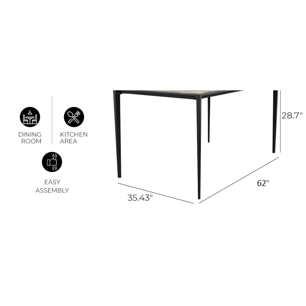 Avo Series Modern Dining Table Black Base, With 55 Light Grey Sintered Stone Top