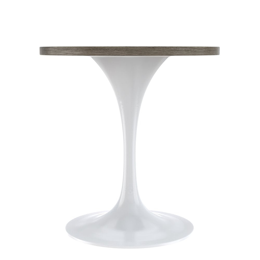 Verve Collection 27 Round Dining Table, White Base with Dark Maple MDF Top