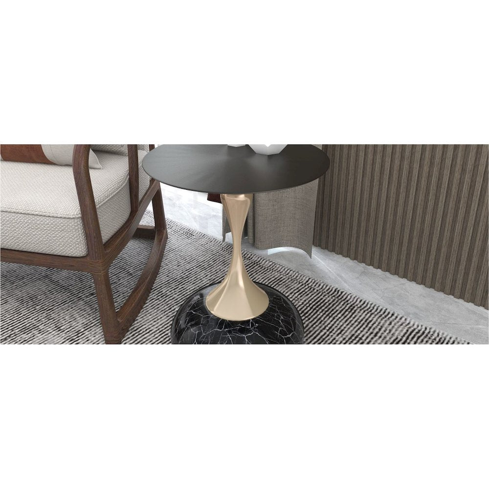 Savoy Collection Modern End Table In Stone Black