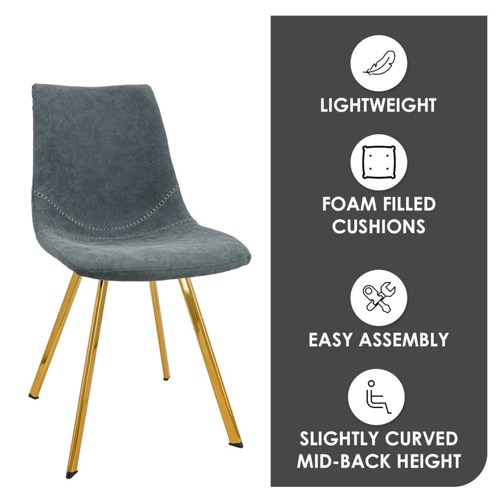 Markley Modern Leather Dining Chair With Gold Legs